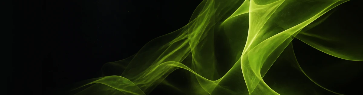 Luminous lime vapor folding across a matte-black abstract field