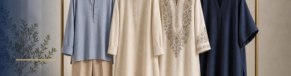 A diverse global fashion editorial showing longline, embroidered, contemporary, and plus-size tunic styles